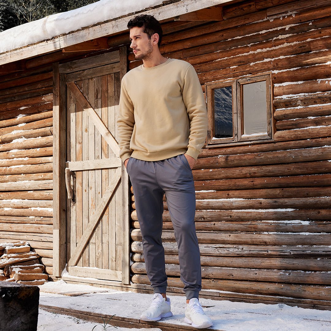 Men's Sherpa Lined Sweatshirt Warm Heavyweight Fleece Pullover