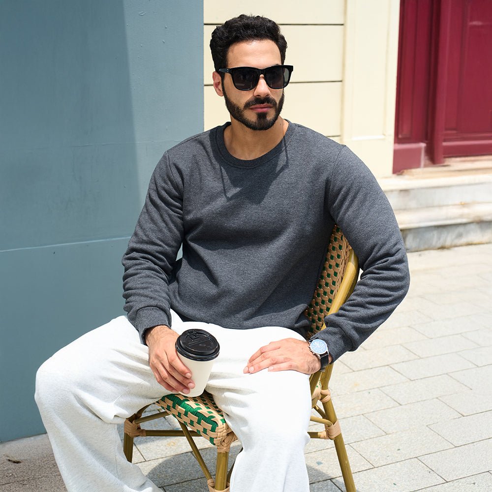 Men's Sherpa Lined Sweatshirt Warm Heavyweight Fleece Pullover