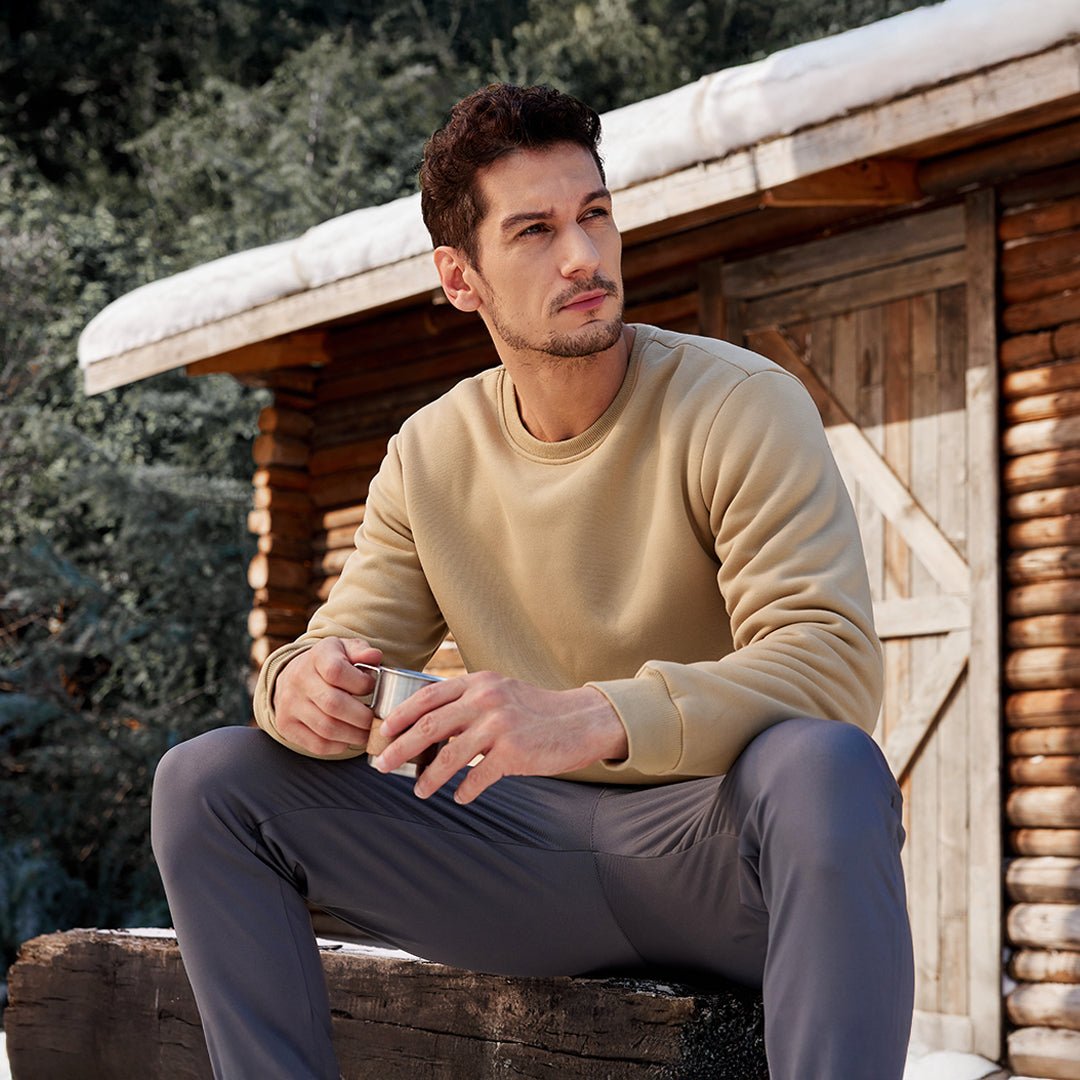 Men's Sherpa Lined Sweatshirt Warm Heavyweight Fleece Pullover