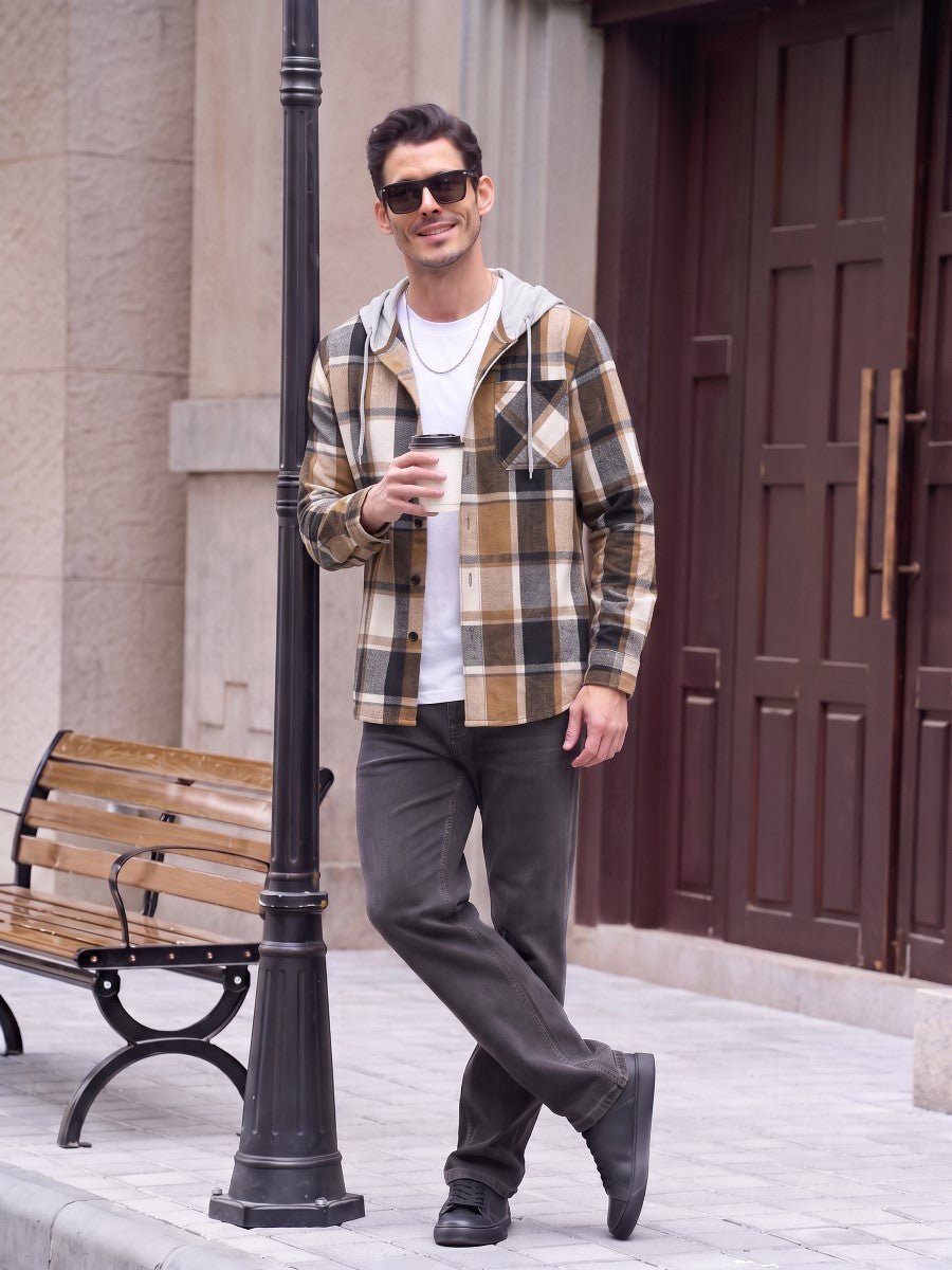 Men's Flannel Casual Lightweight Hoodies Jacket