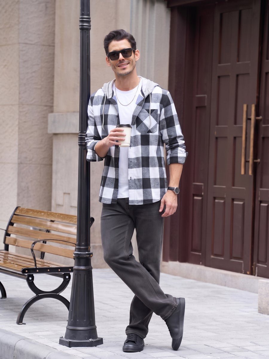 Men's Flannel Casual Lightweight Hoodies Jacket