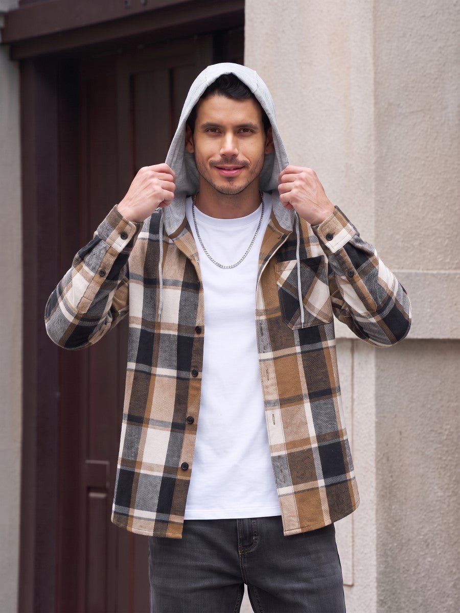 Men's Flannel Casual Lightweight Hoodies Jacket