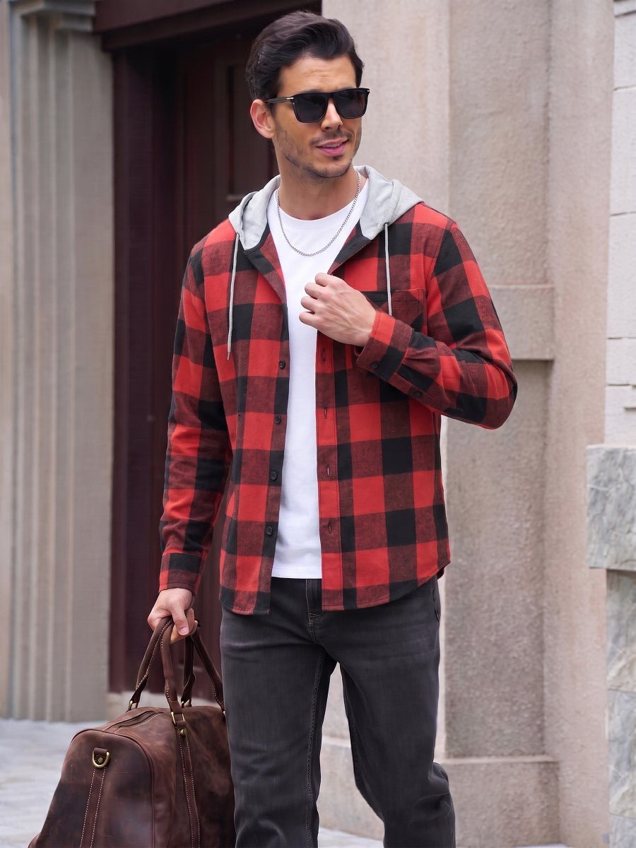 Men's Flannel Casual Lightweight Hoodies Jacket