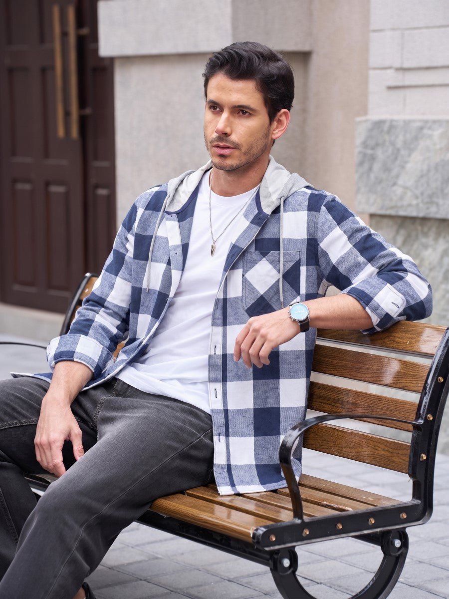 Men's Flannel Casual Lightweight Hoodies Jacket