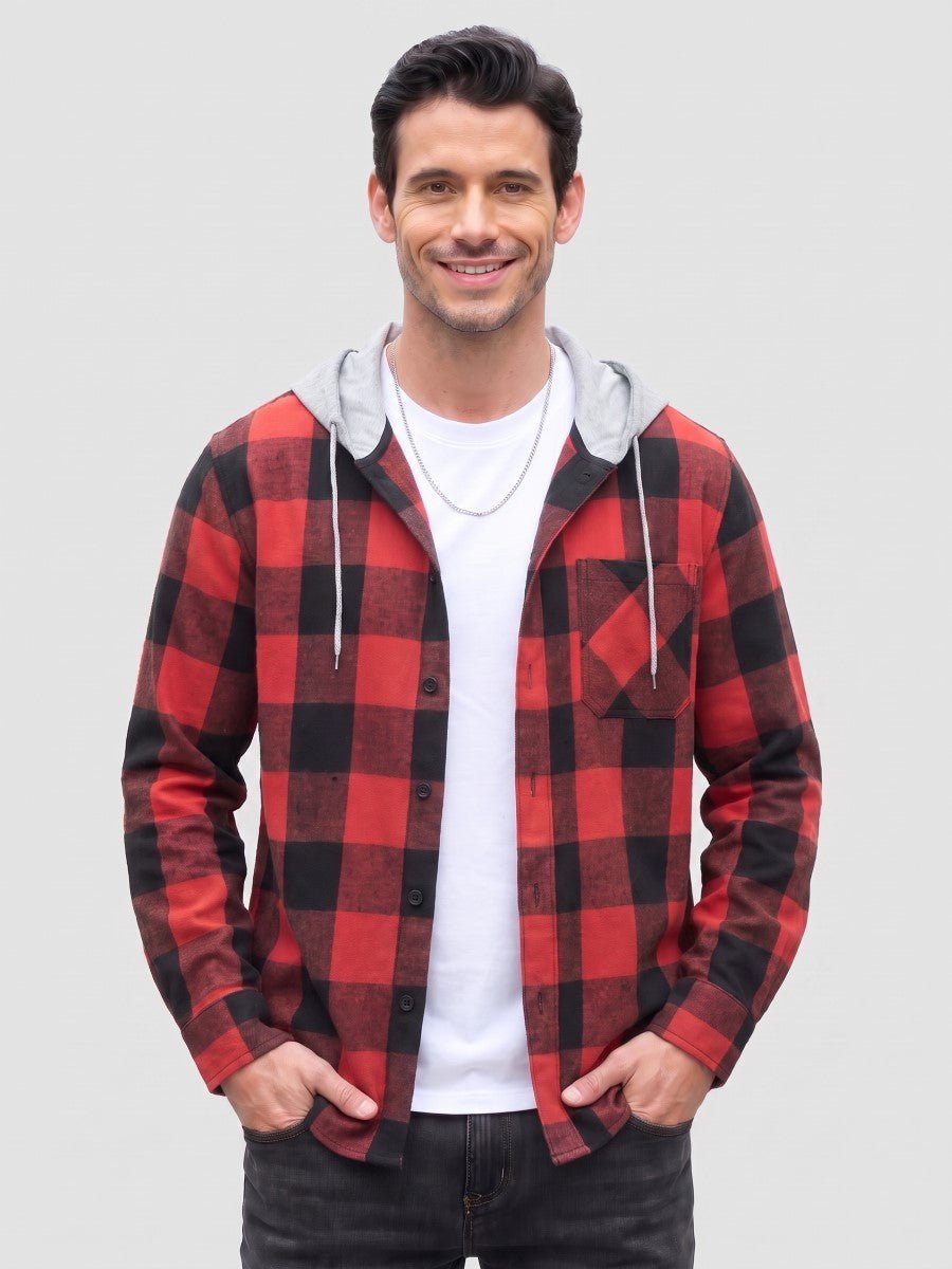 Men's Flannel Casual Lightweight Hoodies Jacket
