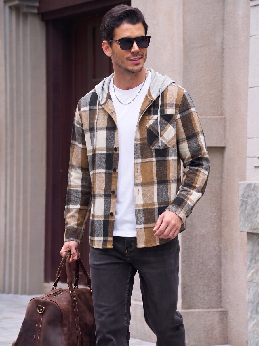 Men's Flannel Casual Lightweight Hoodies Jacket