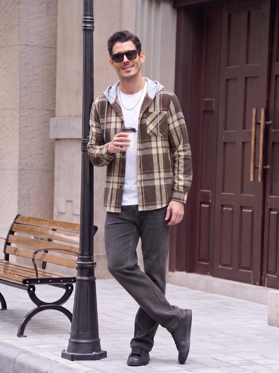 Men's Flannel Casual Lightweight Hoodies Jacket