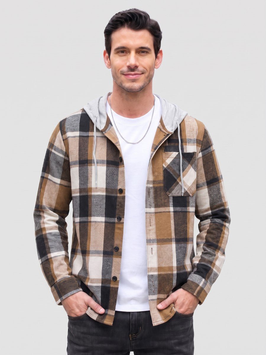 Men's Flannel Casual Lightweight Hoodies Jacket