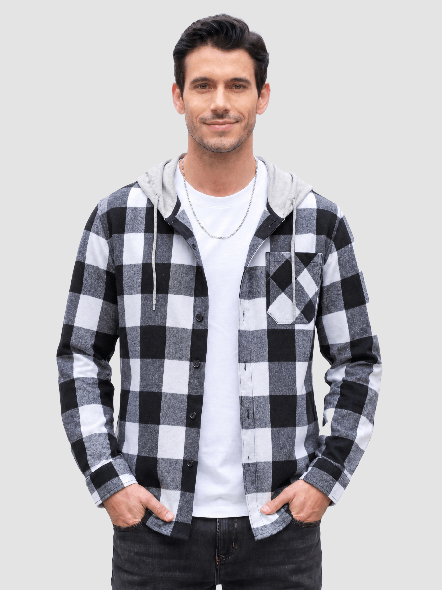 Men's Flannel Casual Lightweight Hoodies Jacket