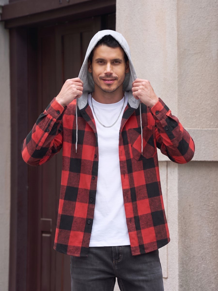 Men's Flannel Casual Lightweight Hoodies Jacket