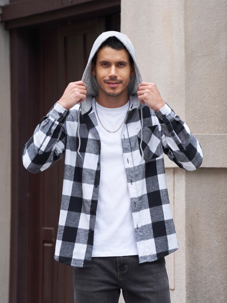 Men's Flannel Casual Lightweight Hoodies Jacket