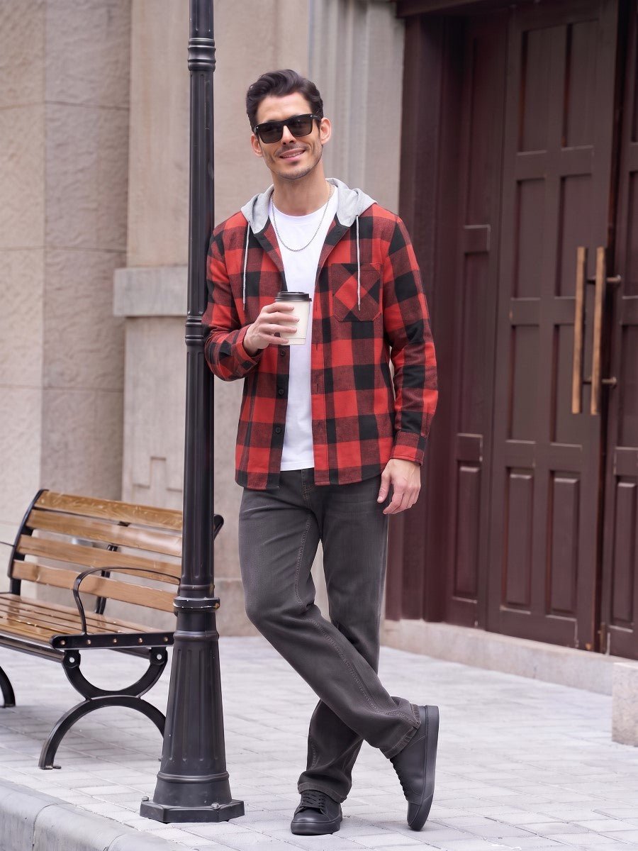 Men's Flannel Casual Lightweight Hoodies Jacket