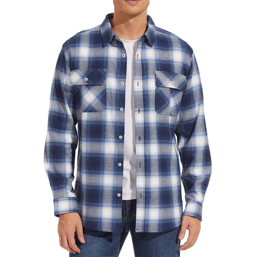 Men's Lightweight Plaid Classic Long Sleeve Flannel Jacket
