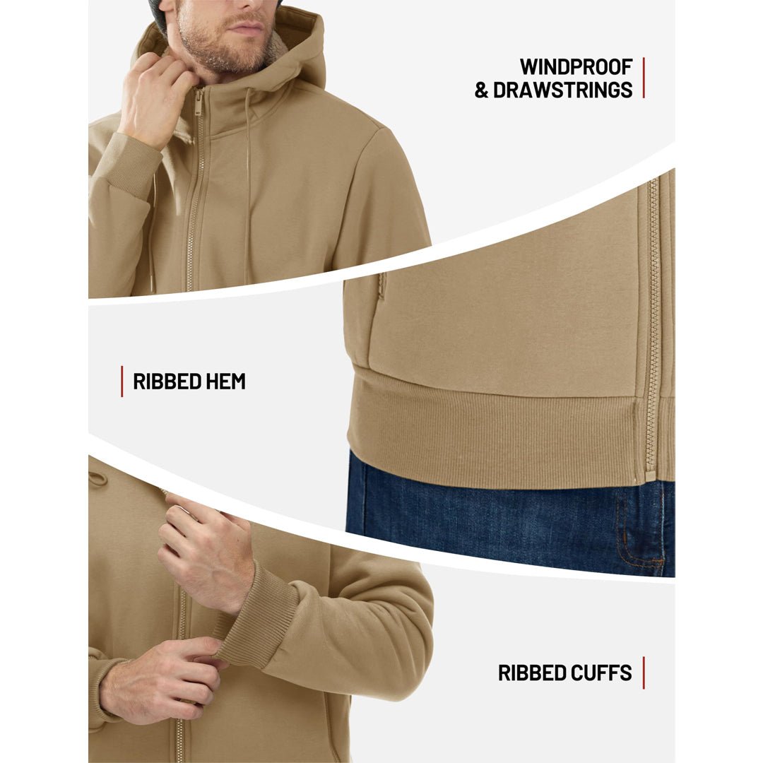 Men's Fleece Hoodie Jacket Windproof Winter Coats