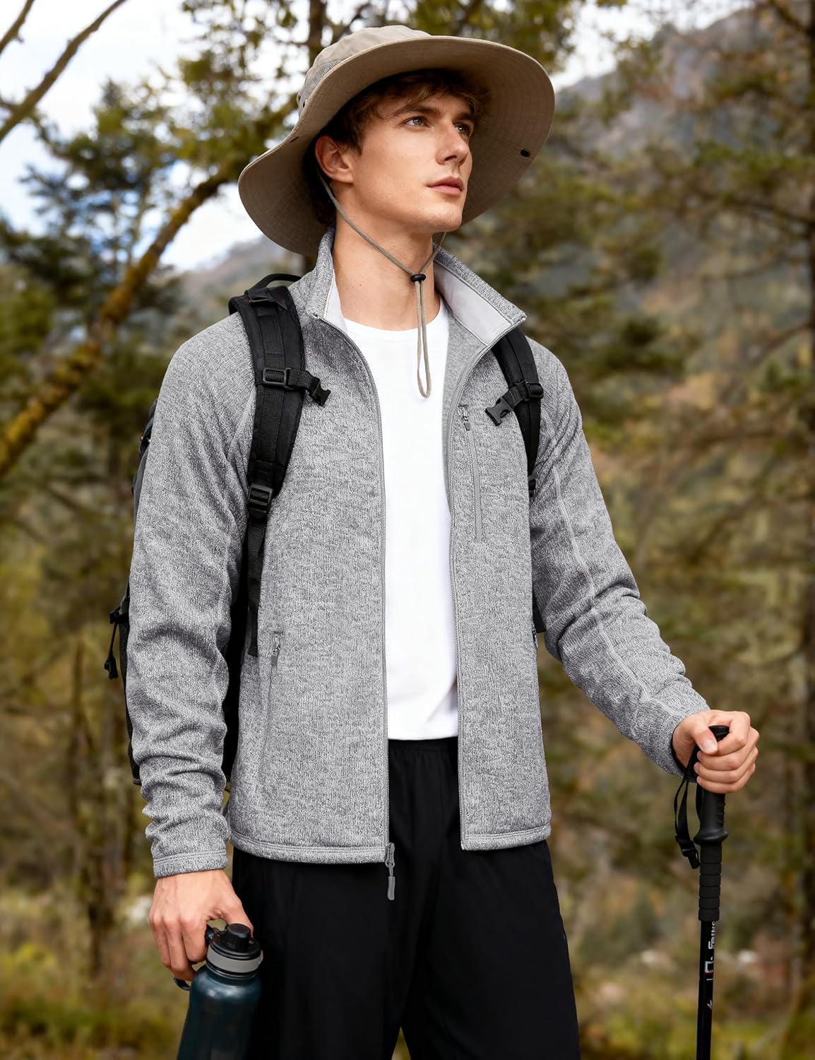 Mens Fleece Jacket Full Zip Casual Outdoor Wear