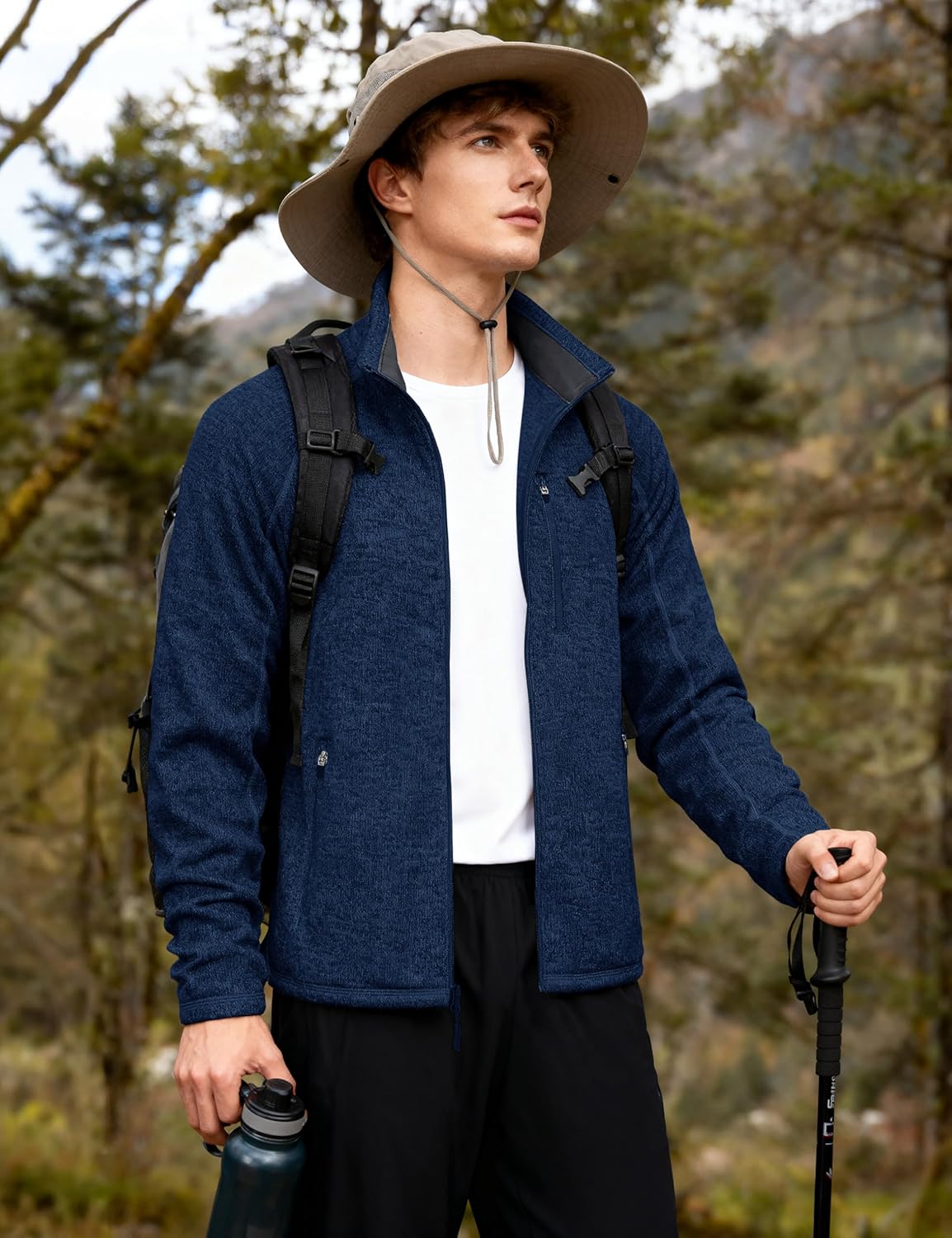 Mens Fleece Jacket Full Zip Casual Outdoor Wear