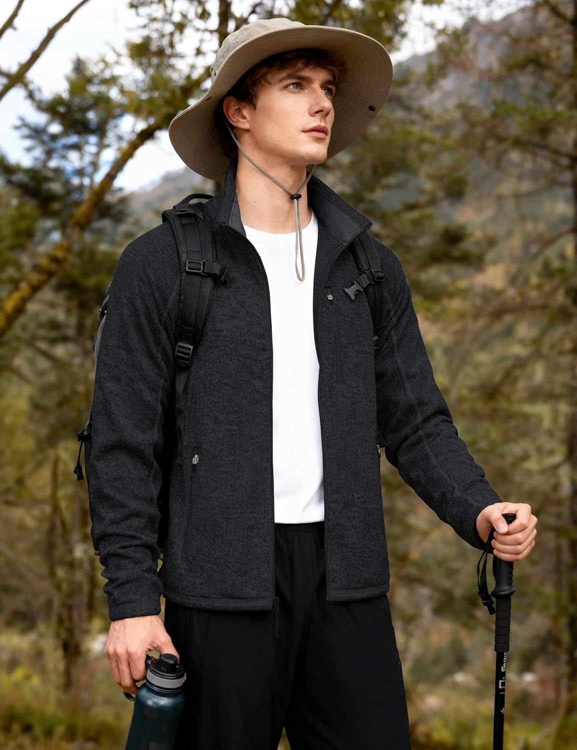 Mens Fleece Jacket Full Zip Casual Outdoor Wear