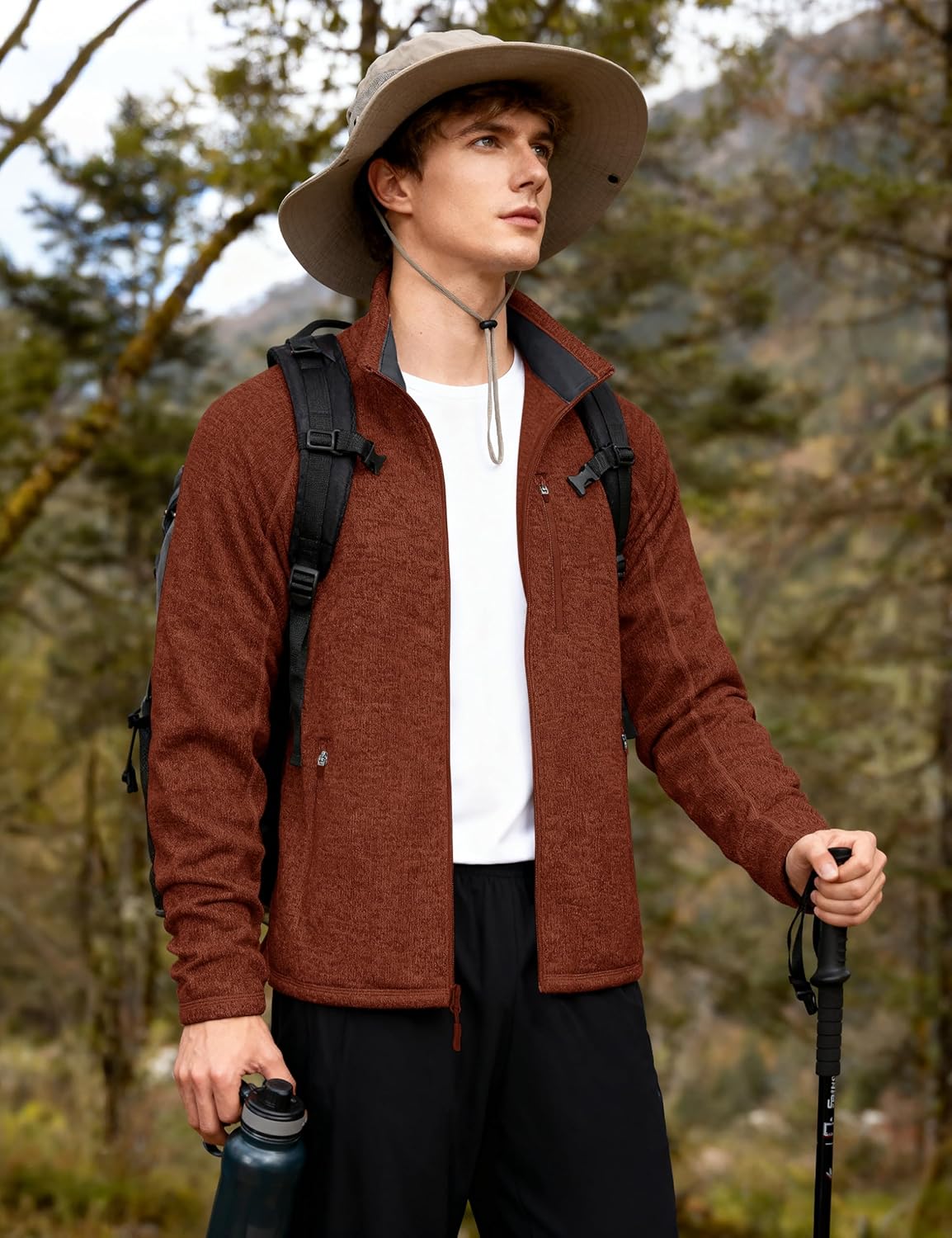Mens Fleece Jacket Full Zip Casual Outdoor Wear