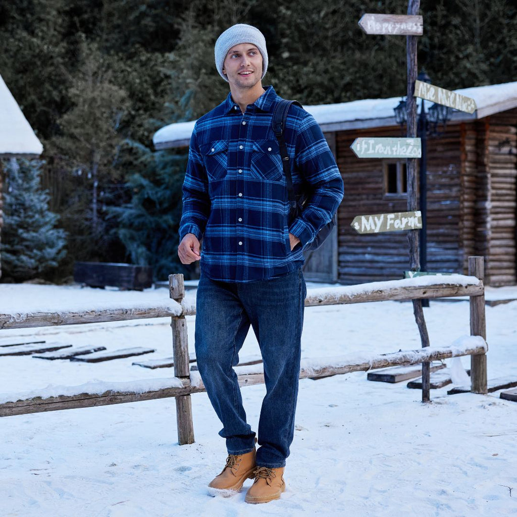 Men's Heavyweight Casual Fleece Lined Flannel Work Jacket