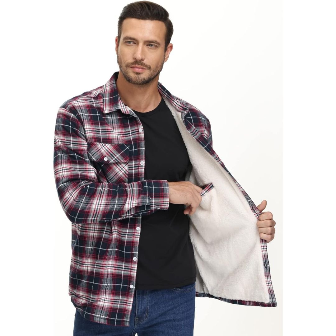 Men's Heavyweight Casual Fleece Lined Flannel Work Jacket