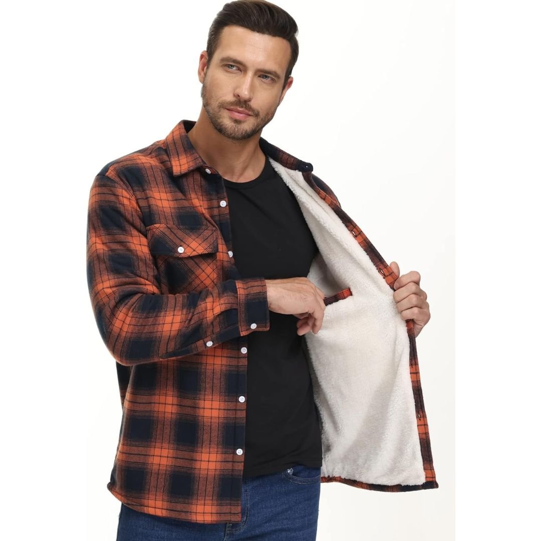 Men's Heavyweight Casual Fleece Lined Flannel Work Jacket