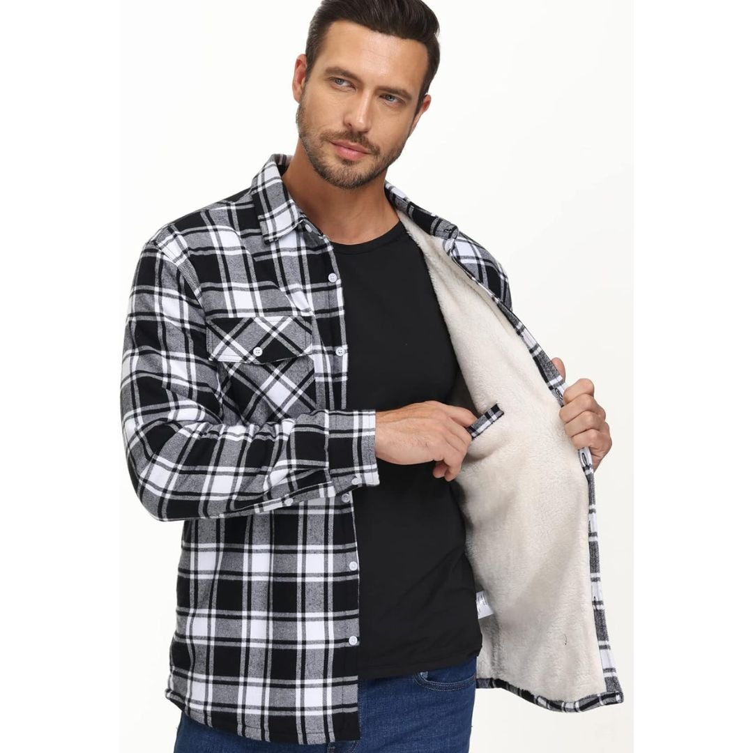 Men's Heavyweight Casual Fleece Lined Flannel Work Jacket