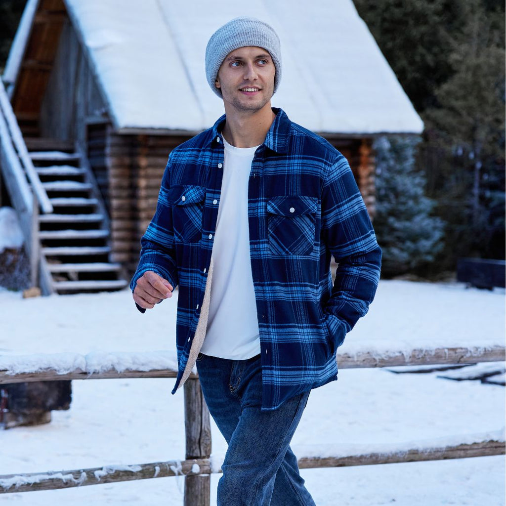 Men's Heavyweight Casual Fleece Lined Flannel Work Jacket