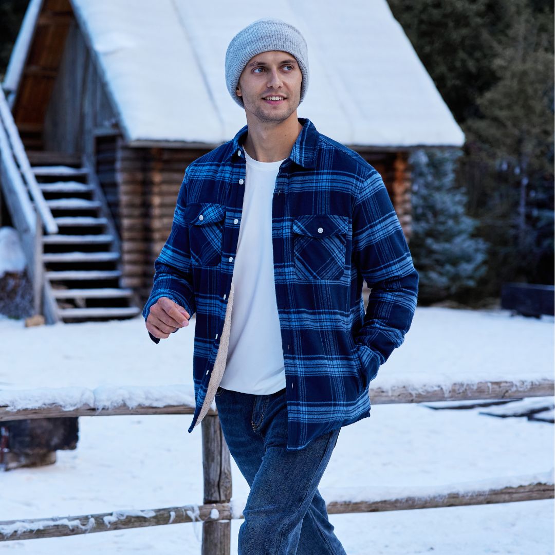 Men's Heavyweight Casual Fleece Lined Flannel Work Jacket
