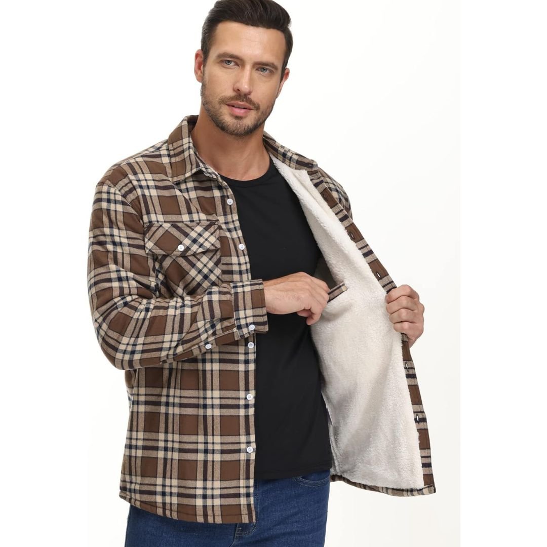 Men's Heavyweight Casual Fleece Lined Flannel Work Jacket