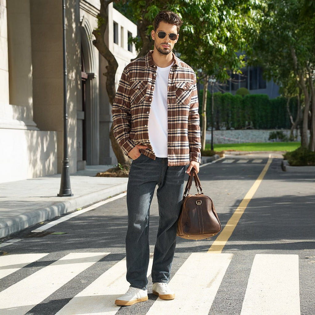 Men's Heavyweight Casual Fleece Lined Flannel Work Jacket