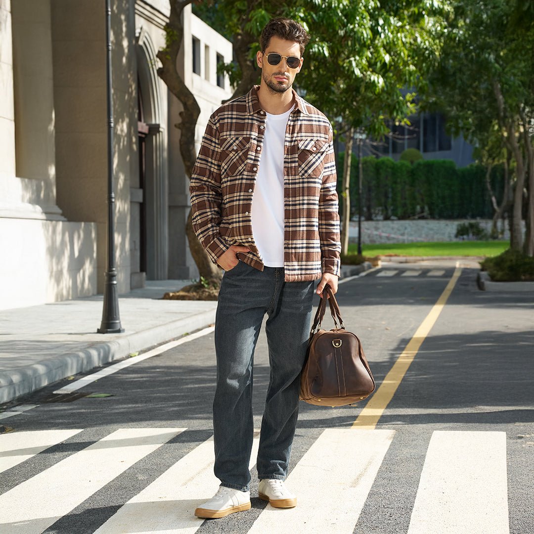 Men's Heavyweight Casual Fleece Lined Flannel Work Jacket