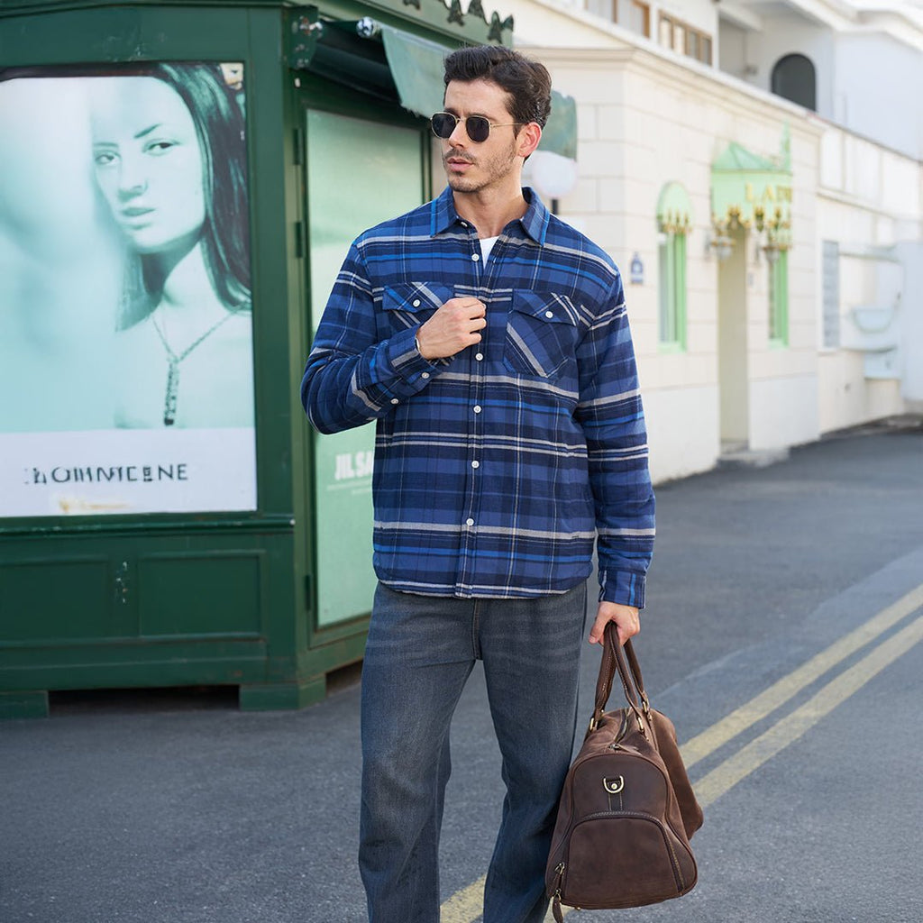 Men's Heavyweight Casual Fleece Lined Flannel Work Jacket