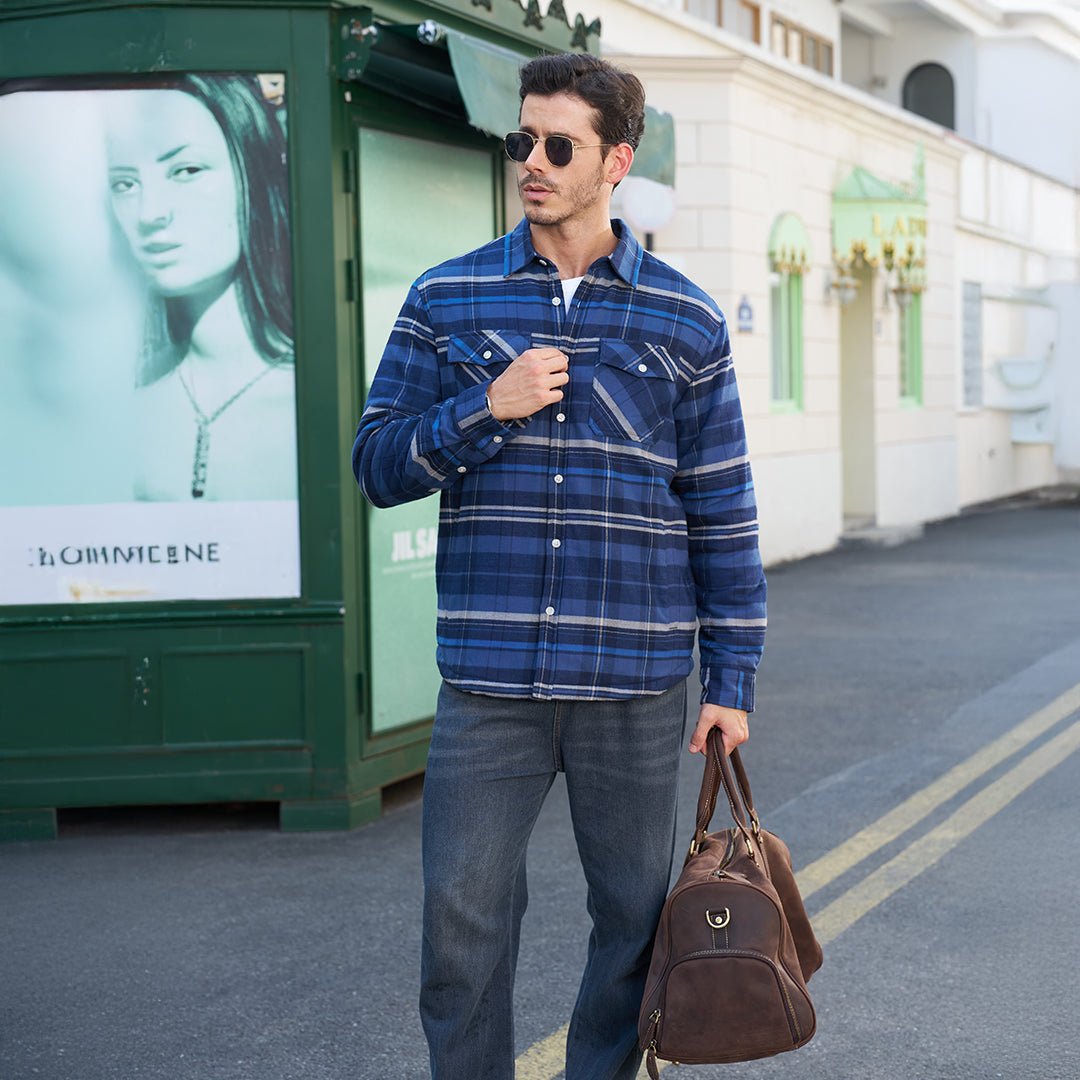 Men's Heavyweight Casual Fleece Lined Flannel Work Jacket