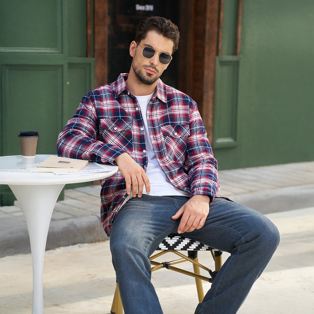 Men's Heavyweight Casual Fleece Lined Flannel Work Jacket