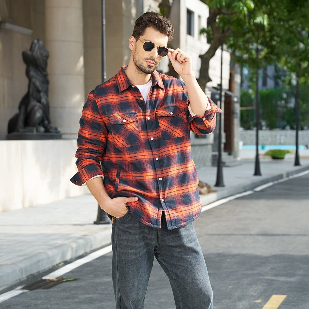 Men's Heavyweight Casual Fleece Lined Flannel Work Jacket