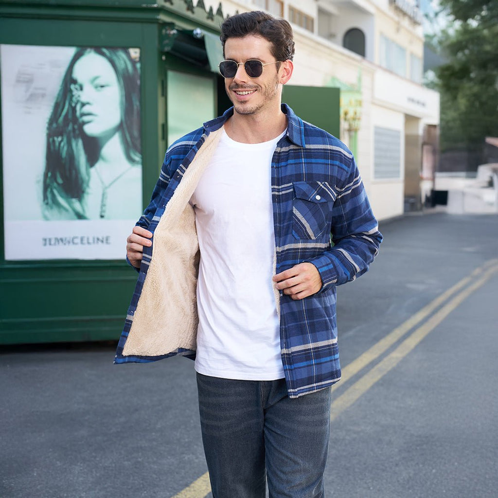 Men's Heavyweight Casual Fleece Lined Flannel Work Jacket