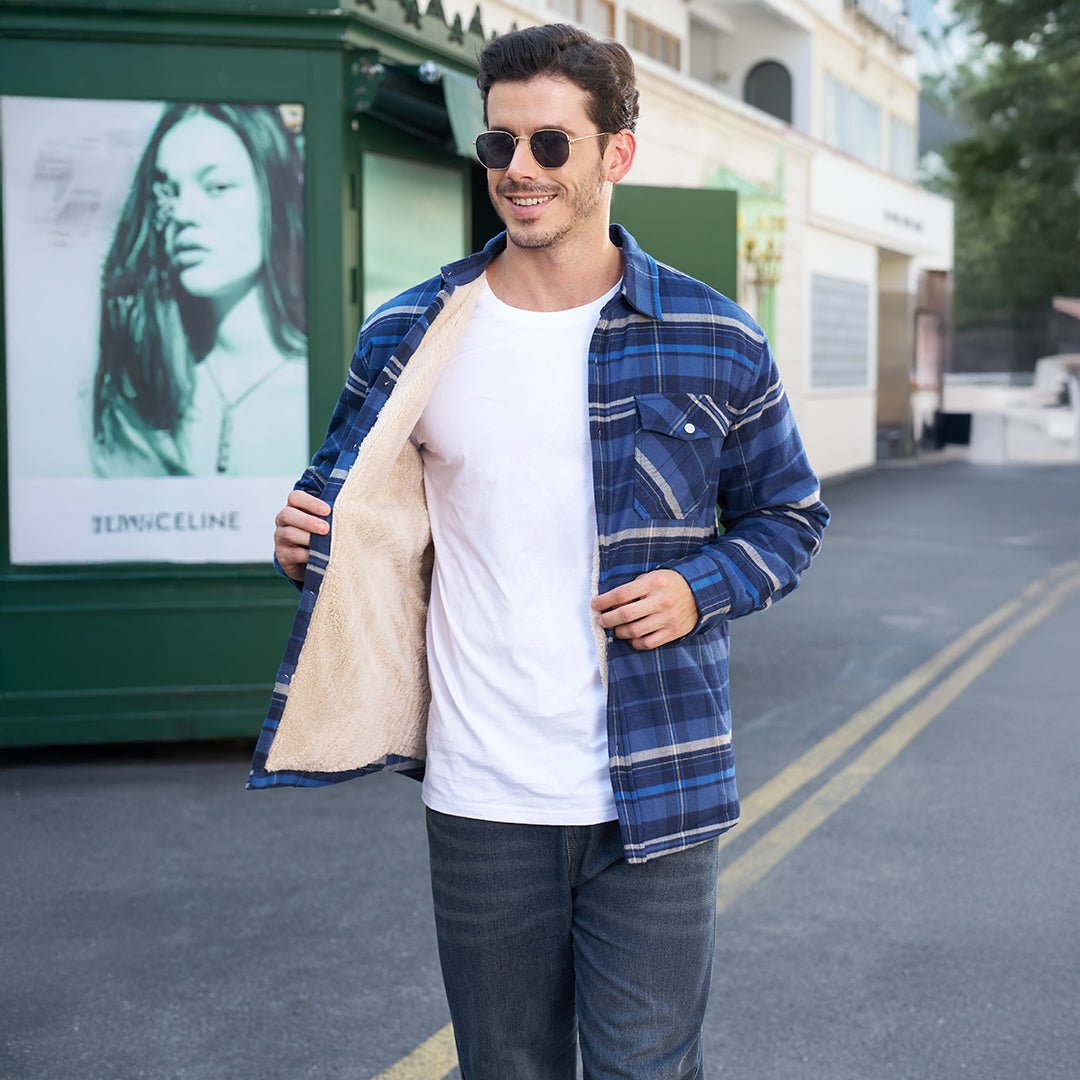 Men's Heavyweight Casual Fleece Lined Flannel Work Jacket