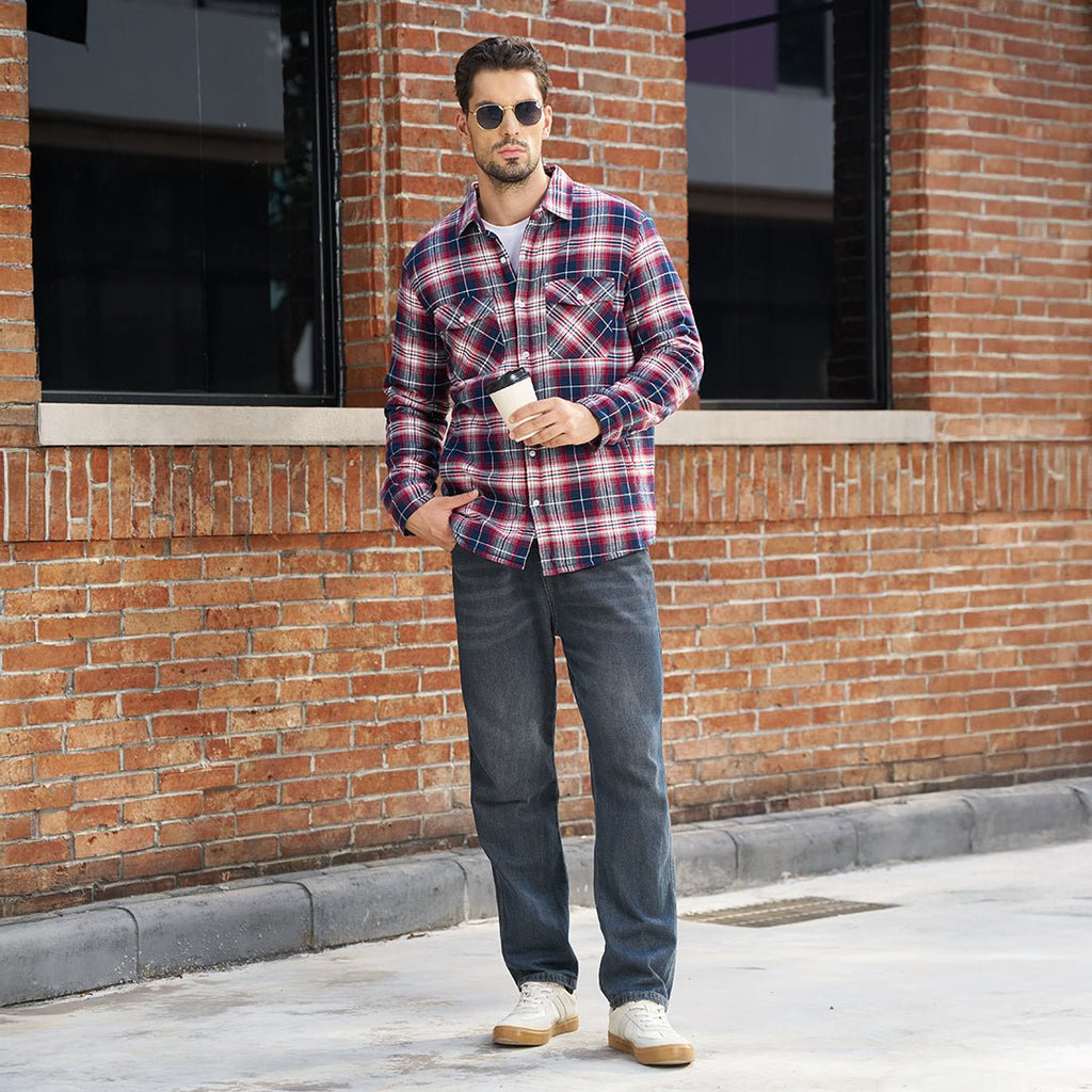 Men's Heavyweight Casual Fleece Lined Flannel Work Jacket