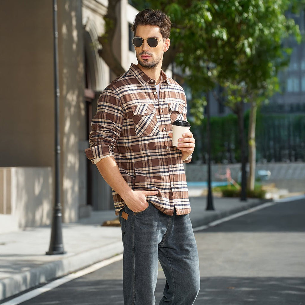 Men's Heavyweight Casual Fleece Lined Flannel Work Jacket