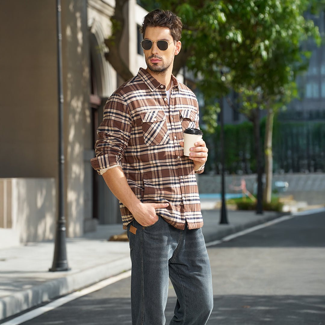 Men's Heavyweight Casual Fleece Lined Flannel Work Jacket