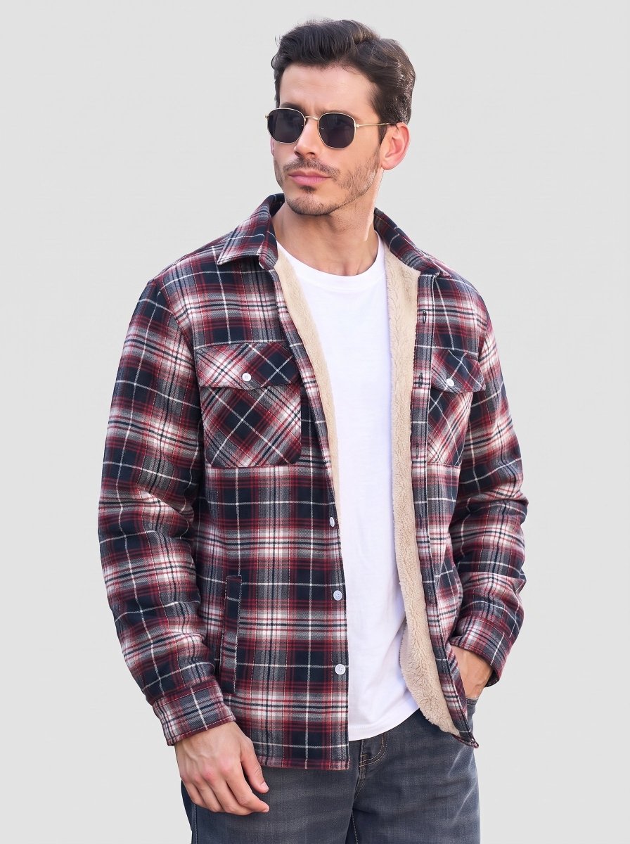 Men's Heavyweight Casual Fleece Lined Flannel Work Jacket