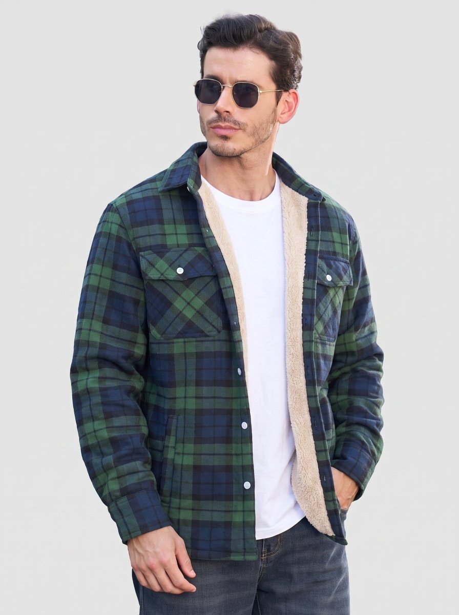 Men's Heavyweight Casual Fleece Lined Flannel Work Jacket