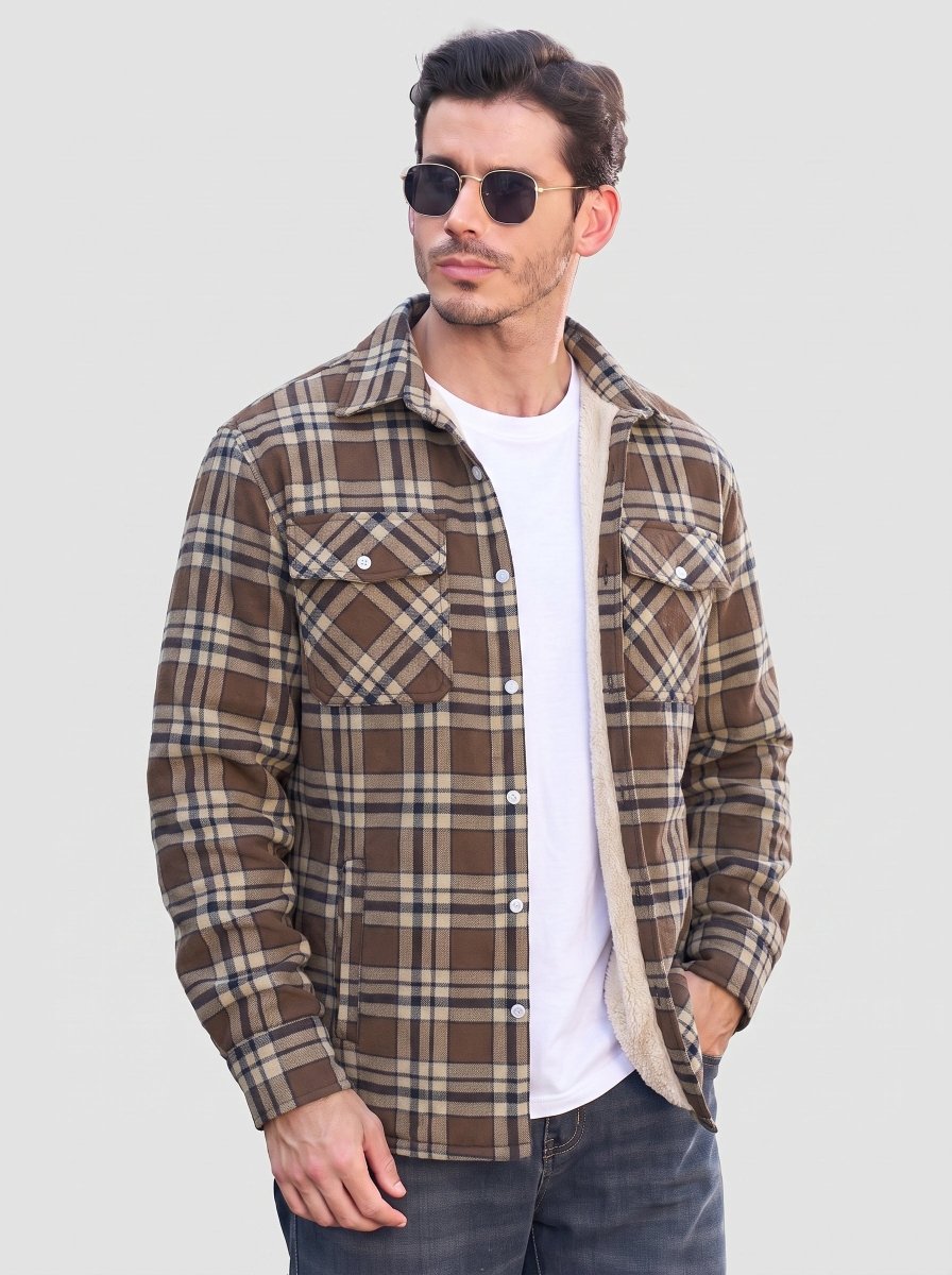 Men's Heavyweight Casual Fleece Lined Flannel Work Jacket