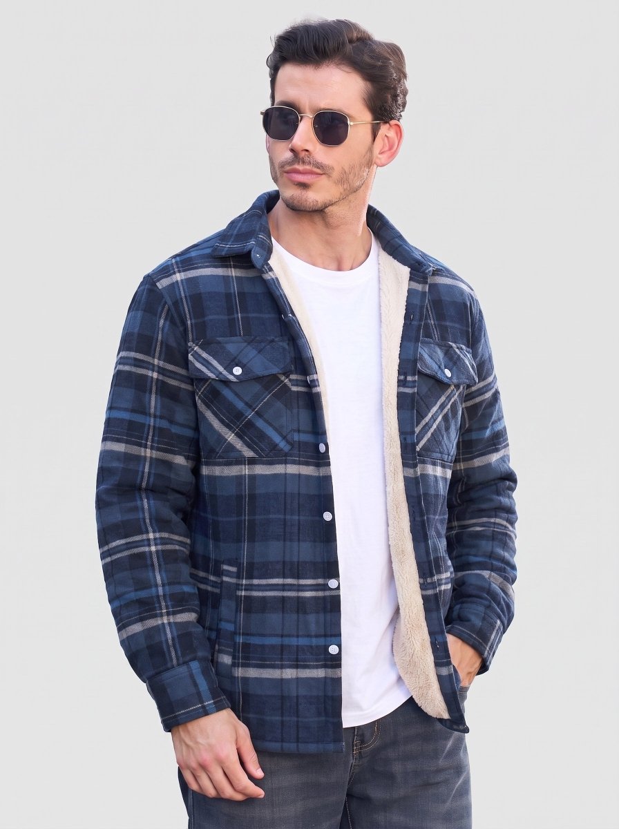 Men's Heavyweight Casual Fleece Lined Flannel Work Jacket