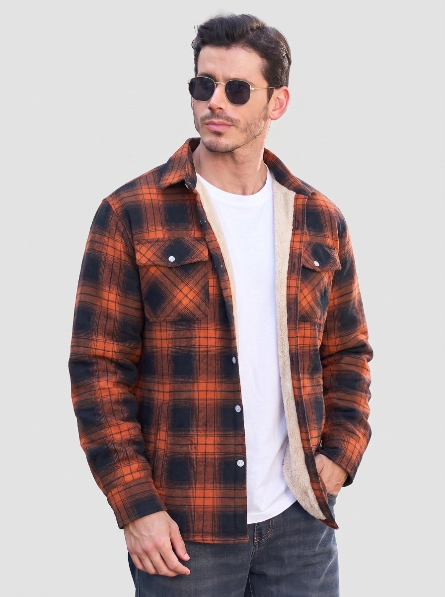 Men's Heavyweight Casual Fleece Lined Flannel Work Jacket