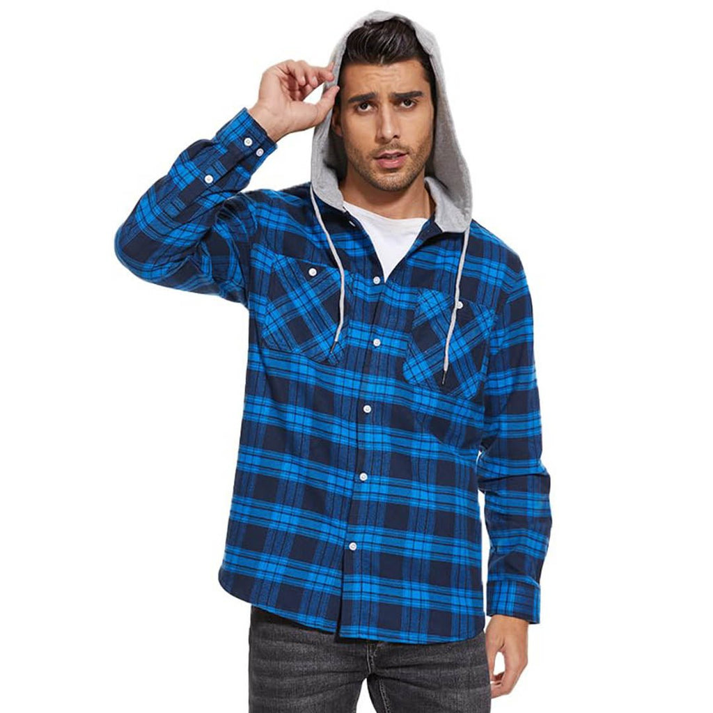 Men's Buffalo Plaid Hooded Casual Shirt Jacket