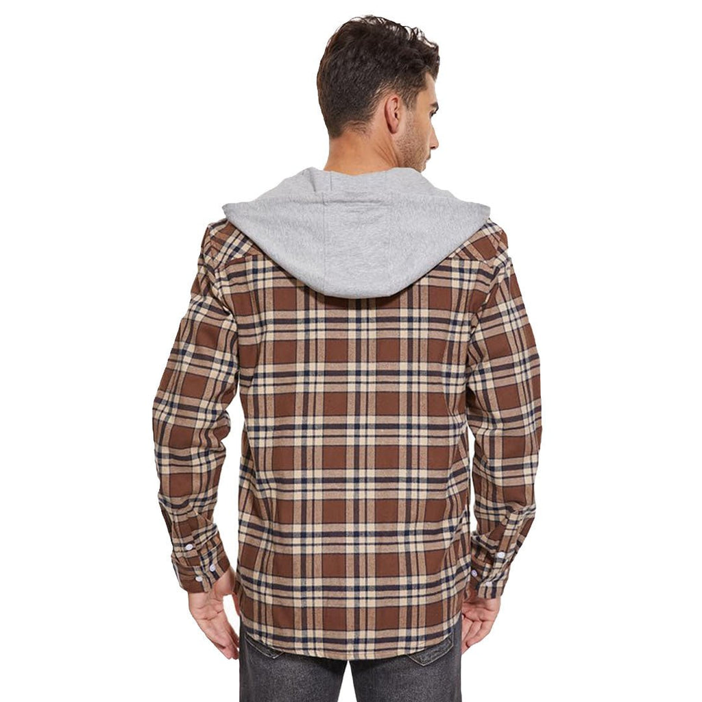Men's Buffalo Plaid Hooded Casual Shirt Jacket