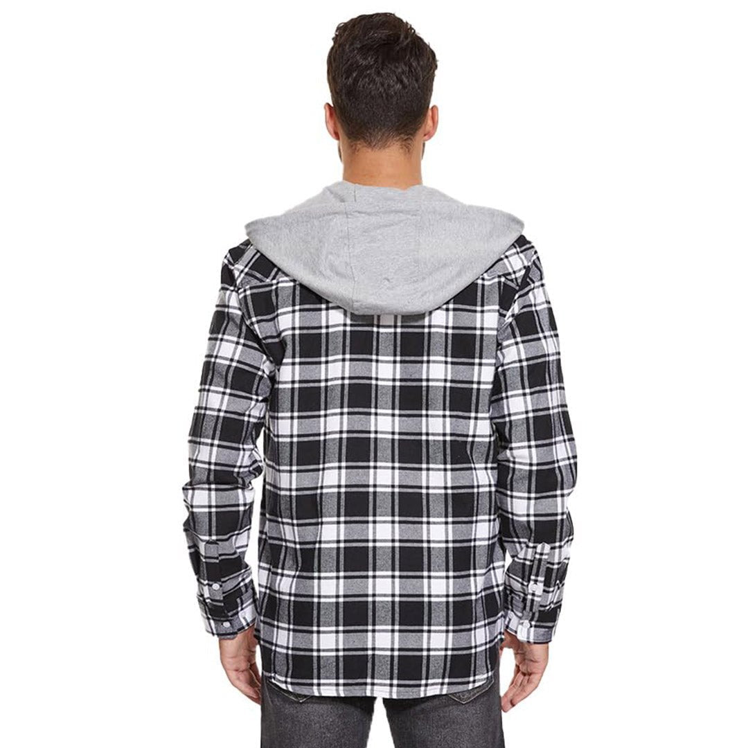 Men's Buffalo Plaid Hooded Casual Shirt Jacket