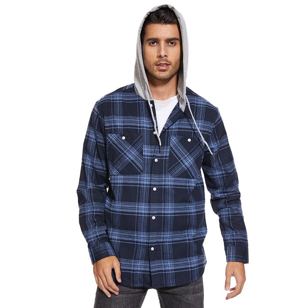 Men's Buffalo Plaid Hooded Casual Shirt Jacket