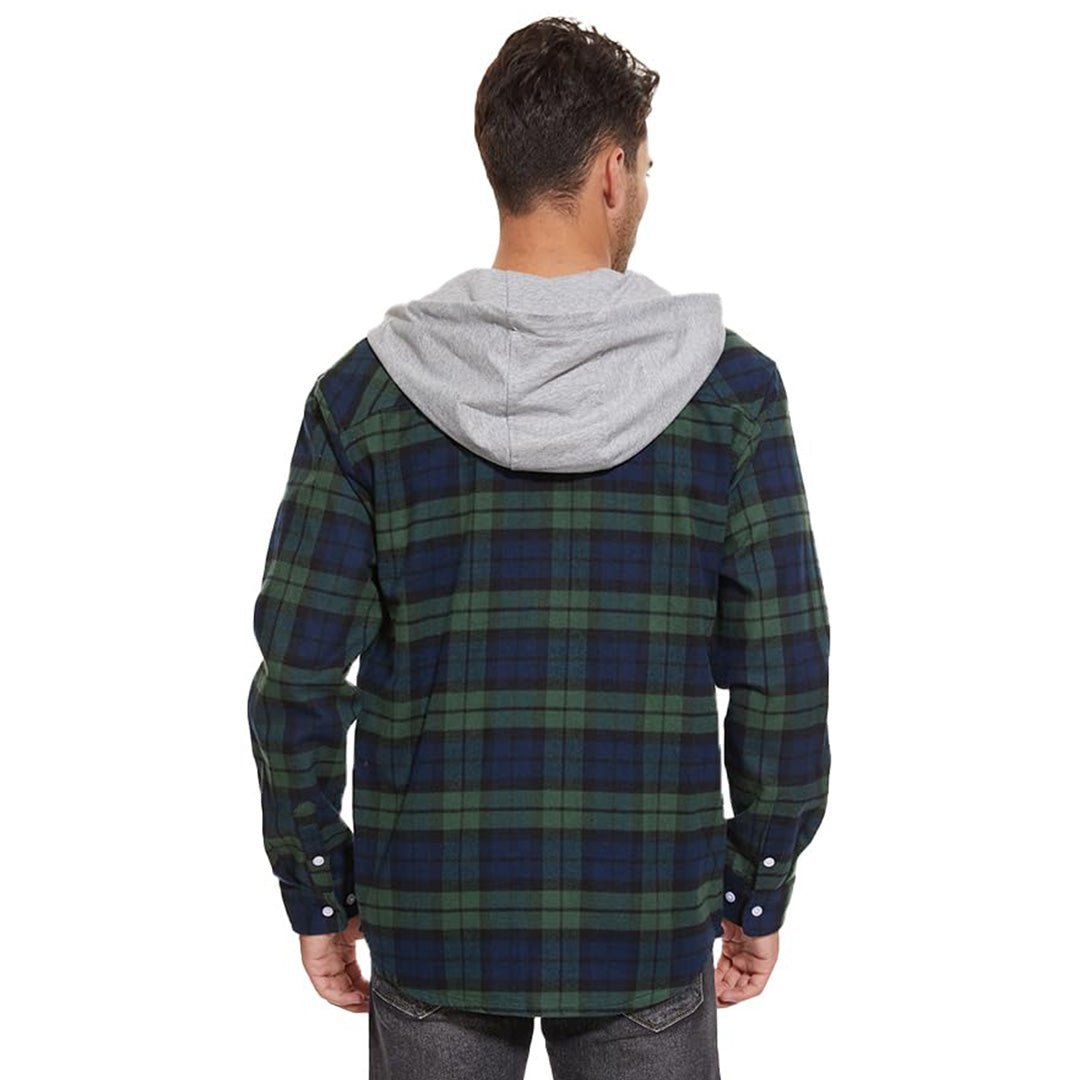 Men's Buffalo Plaid Hooded Casual Shirt Jacket